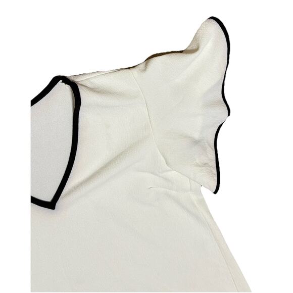 Zack London Flutter Sleeve Mini Dress Sz 6 Small White Black Contrast Trim Short - Picture 3 of 7